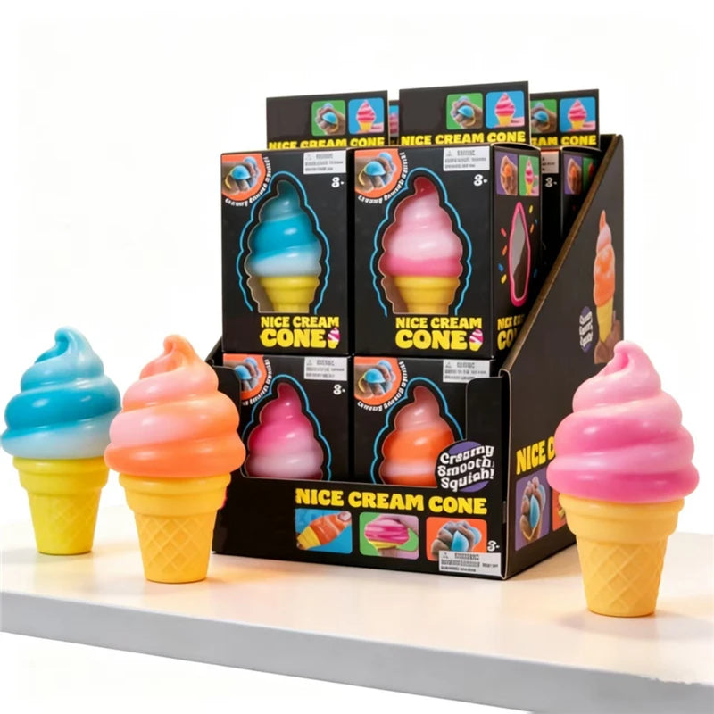 Needoh Nice Cream Cone Sensory Stress Reliever Fidget Toy Anxiety Focus Non-toxic Squeeze Stretch Toy For Adults Kids Gift