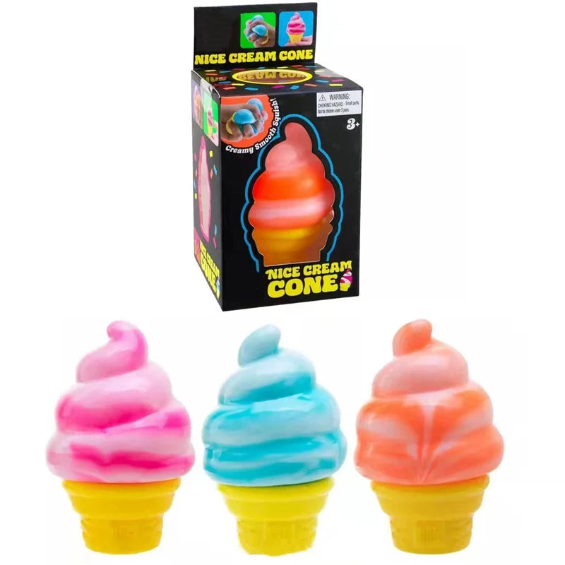 Needoh Nice Cream Cone Sensory Stress Reliever Fidget Toy Anxiety Focus Non-toxic Squeeze Stretch Toy For Adults Kids Gift