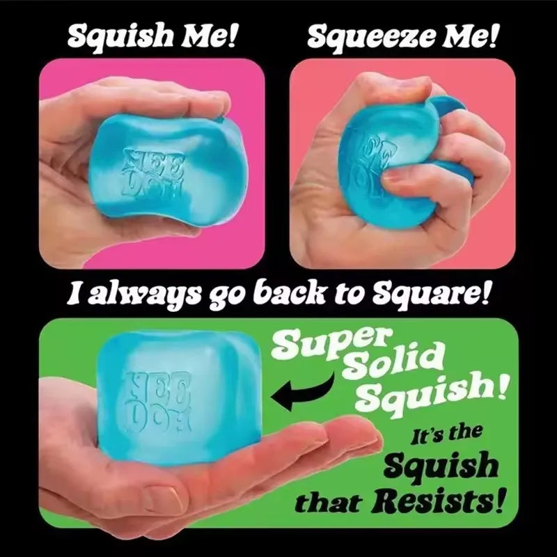 Needoh Nice Cube Sensory Stress Reliever Fidget Tool for Anxiety & Focus Desk Sensory Cube for Adults & Kids Solving Venting