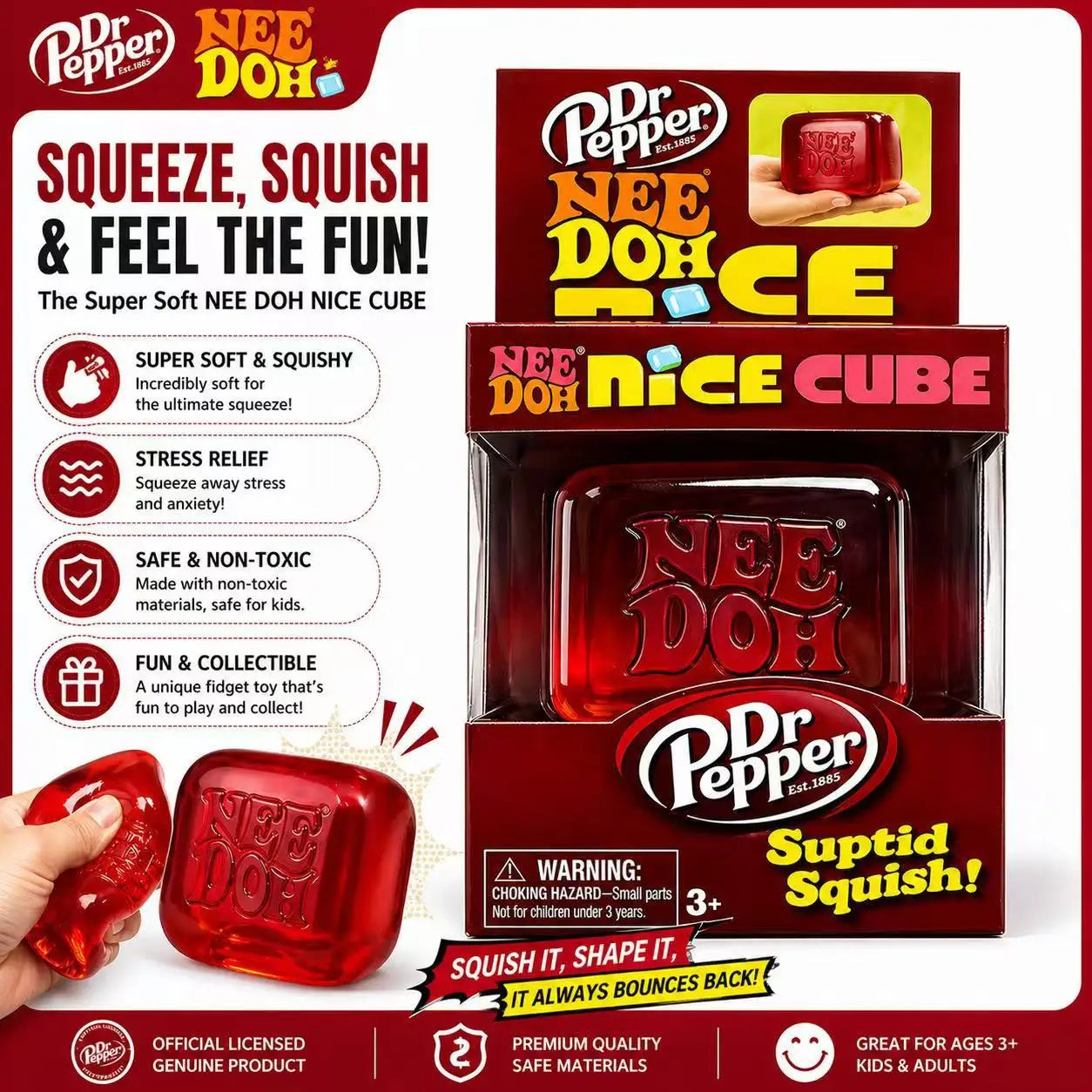 NeeDoh Nice Cube Summer Sensory Fidget Toy - Stress Relief