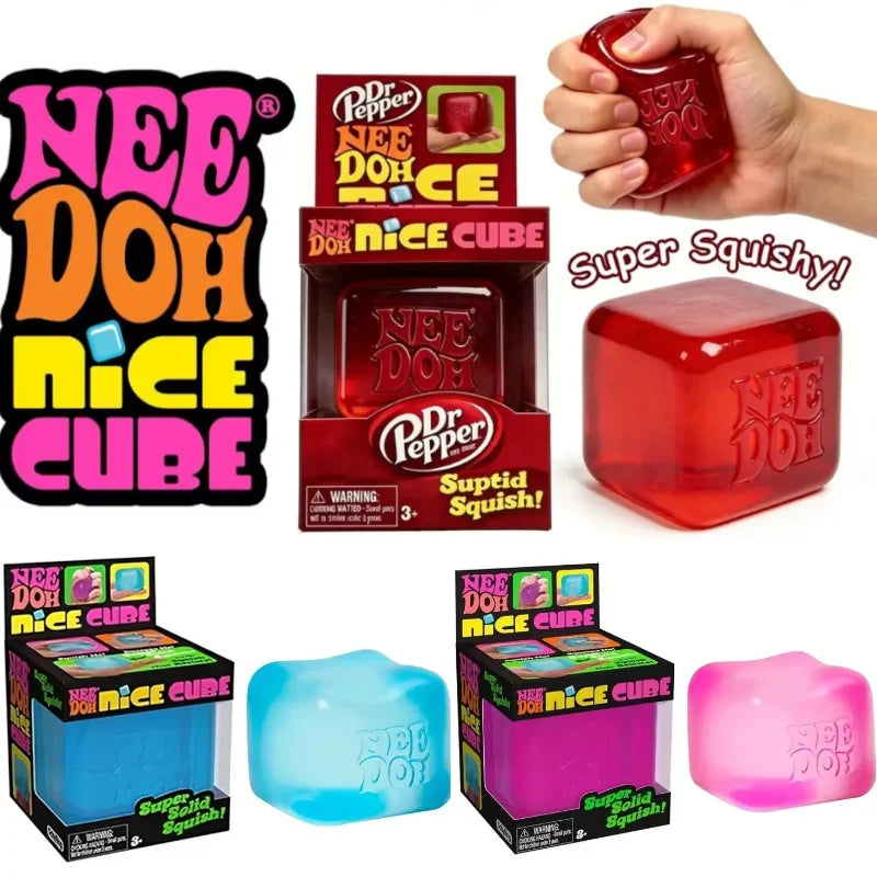 NeeDoh Nice Cube Sensory Squeeze Fidget Tool, Portable Desk Stress Relief Cube for Anxiety & Focus