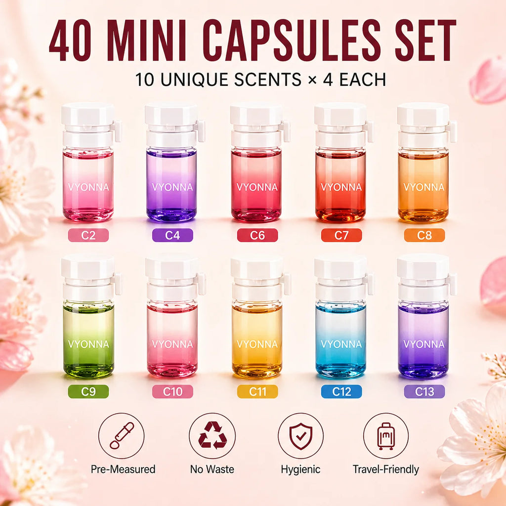 Hair Perfume Oil,40 Mini Bottles Capsules with 10 Scents,2-in-1 Leave-In Hair Serum,for Frizzy,Dry & Damaged Hair Long-Lasting