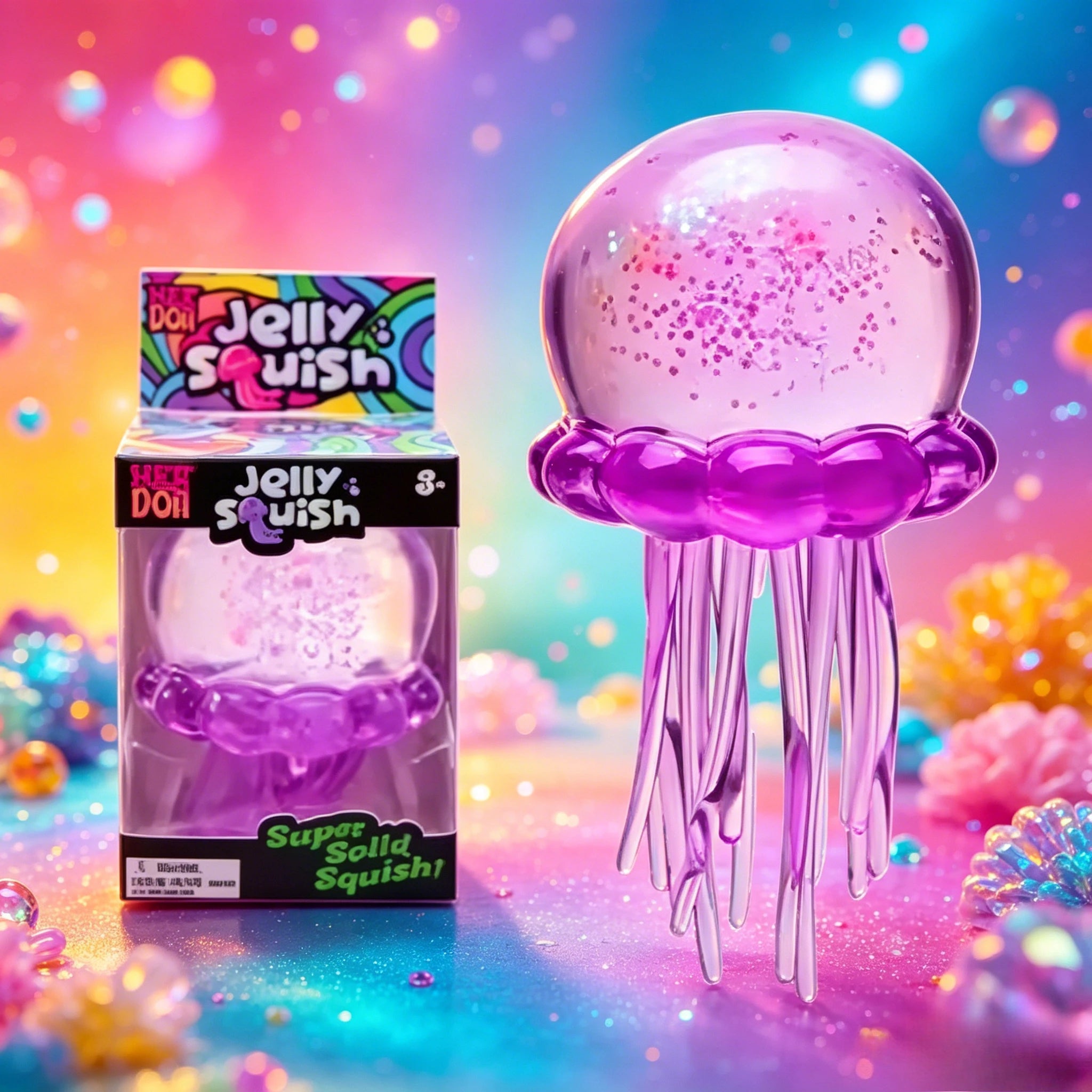 NeeDoh  Trending Jellyfish & Cube Squish Toy, Soft Jelly Squeeze Stress Relief Fidget Toy, Sensory NeeDoh for Kids & Adults