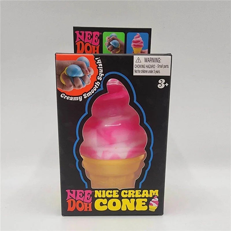 Needoh Nice Cream Cone Sensory Stress Reliever Fidget Toy Anxiety Focus Non-toxic Squeeze Stretch Toy For Adults Kids Gift