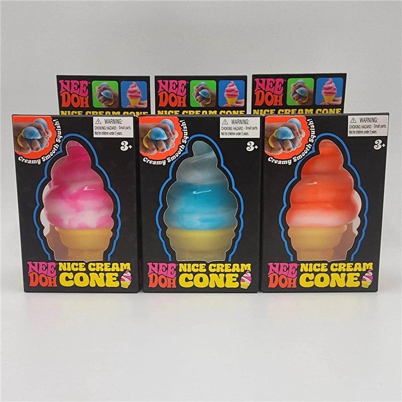 Needoh Sensory Nice Cream Cone Fidget Toy Anxiety Relief Focus Calm Down ADHD Non-toxic Squeeze Stretch Toy for kids adults