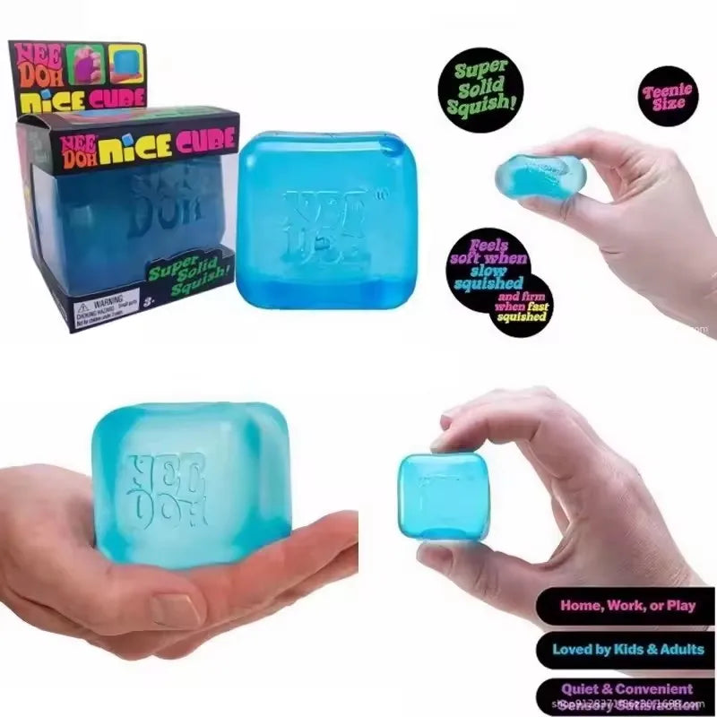 Needoh Nice Cube Sensory Stress Reliever Fidget Tool for Anxiety & Focus Desk Sensory Cube for Adults & Kids Solving Venting