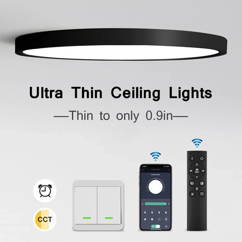 0.9 Inch Ultra-thin Smart Home LED Ceiling Light 38W 28W 24W APP/Remote Control Dimmable Room Decoration Bedroom Living Room