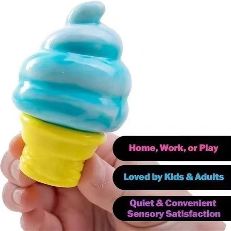 Needoh Nice Cream Cone Sensory Stress Reliever Fidget Toy Anxiety Focus Non-toxic Squeeze Stretch Toy For Adults Kids Gift