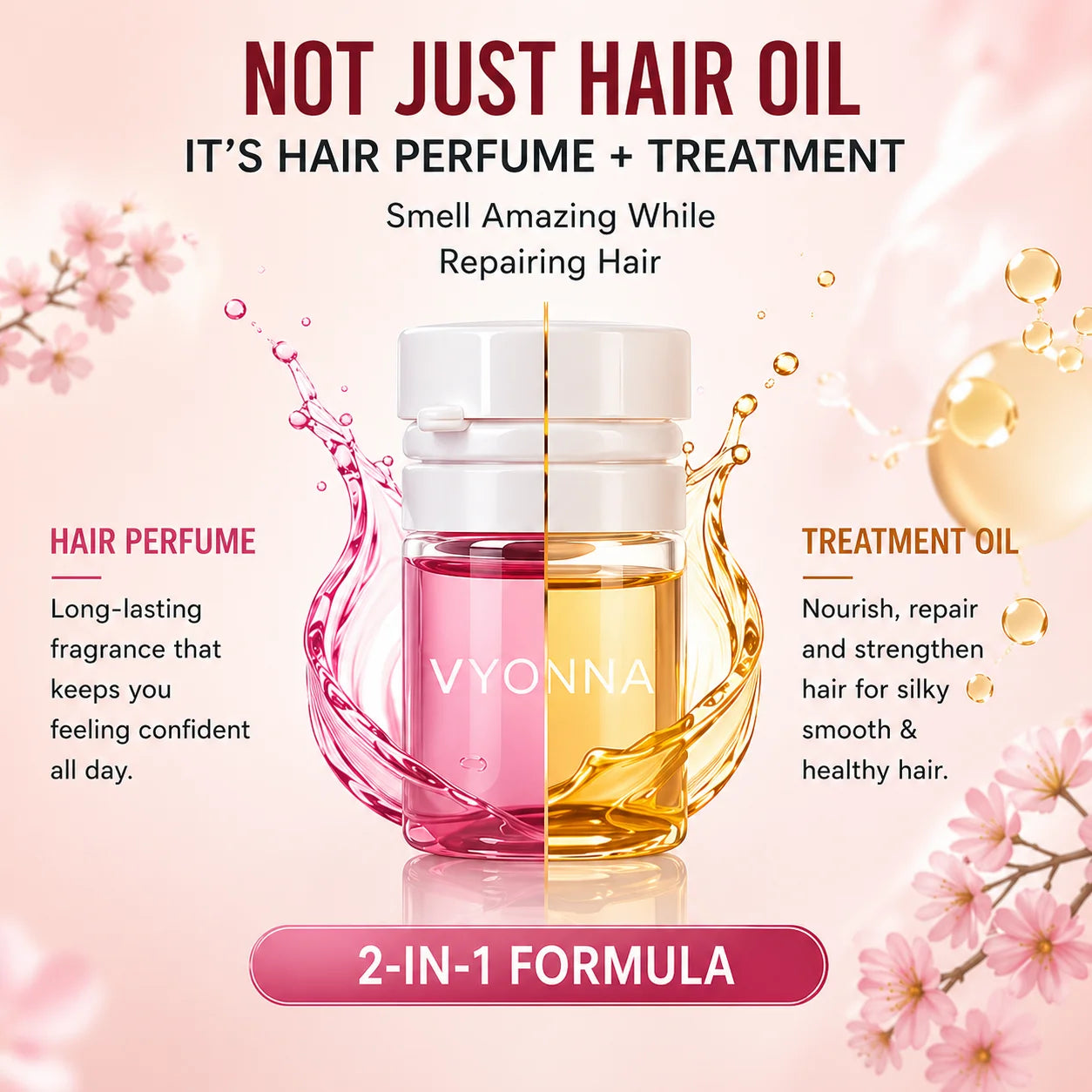 Hair Perfume Oil,40 Mini Bottles Capsules with 10 Scents,2-in-1 Leave-In Hair Serum,for Frizzy,Dry & Damaged Hair Long-Lasting