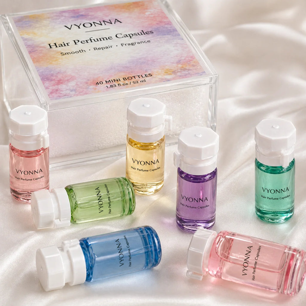 Hair Perfume Oil,40 Mini Bottles Capsules with 10 Scents,2-in-1 Leave-In Hair Serum,for Frizzy,Dry & Damaged Hair Long-Lasting