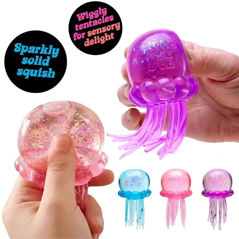 NeeDoh  Trending Jellyfish & Cube Squish Toy, Soft Jelly Squeeze Stress Relief Fidget Toy, Sensory NeeDoh for Kids & Adults