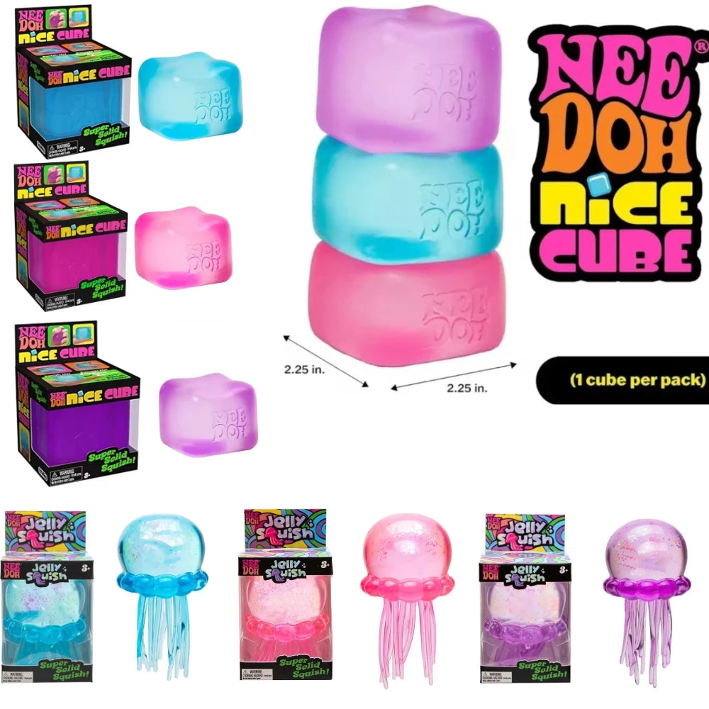 NeeDoh Jellyfish Sensory Toy, Soft Squishy Stress Relief Squeeze Fidget Toy for Kids & Adults
