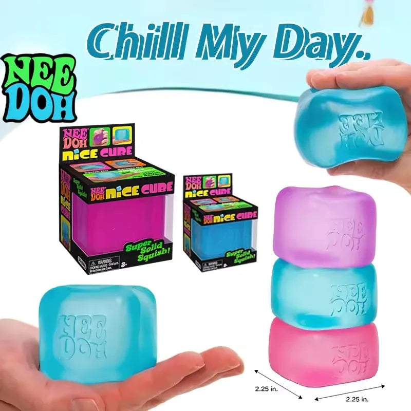 Needoh Nice Cube Sensory Stress Reliever Fidget Tool for Anxiety & Focus Desk Sensory Cube for Adults & Kids Solving Venting