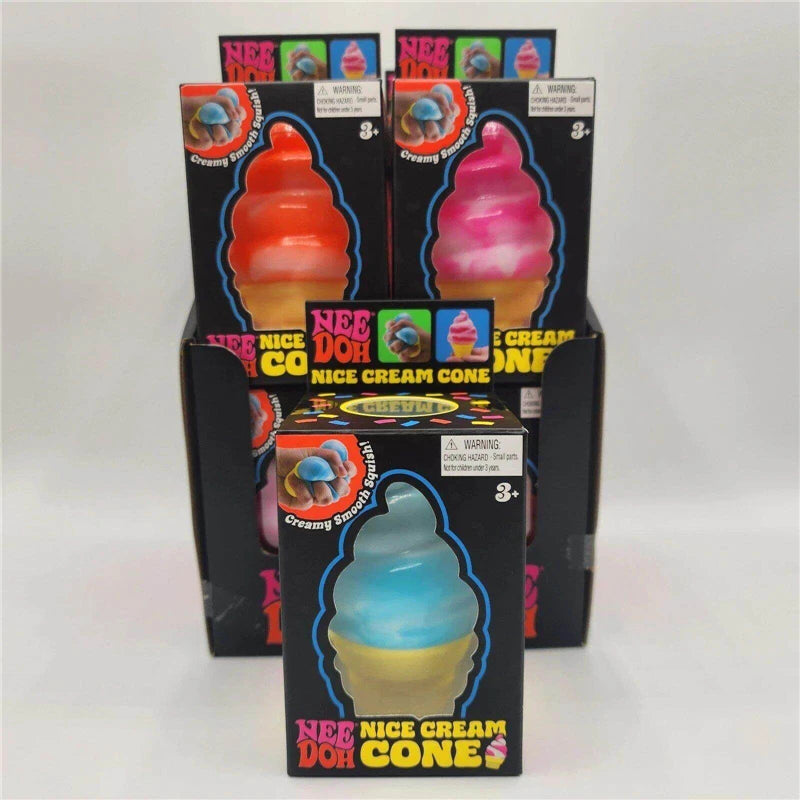 Needoh Sensory Nice Cream Cone Fidget Toy Anxiety Relief Focus Calm Down ADHD Non-toxic Squeeze Stretch Toy for kids adults