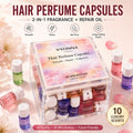 Hair Perfume Oil,40 Mini Bottles Capsules with 10 Scents,2-in-1 Leave-In Hair Serum,for Frizzy,Dry & Damaged Hair Long-Lasting